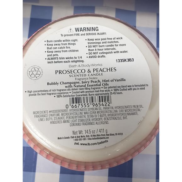 BBW Prosecco & Peaches Large 3 Wick Candle Home Fragrance Decor - Picture 2 of 2